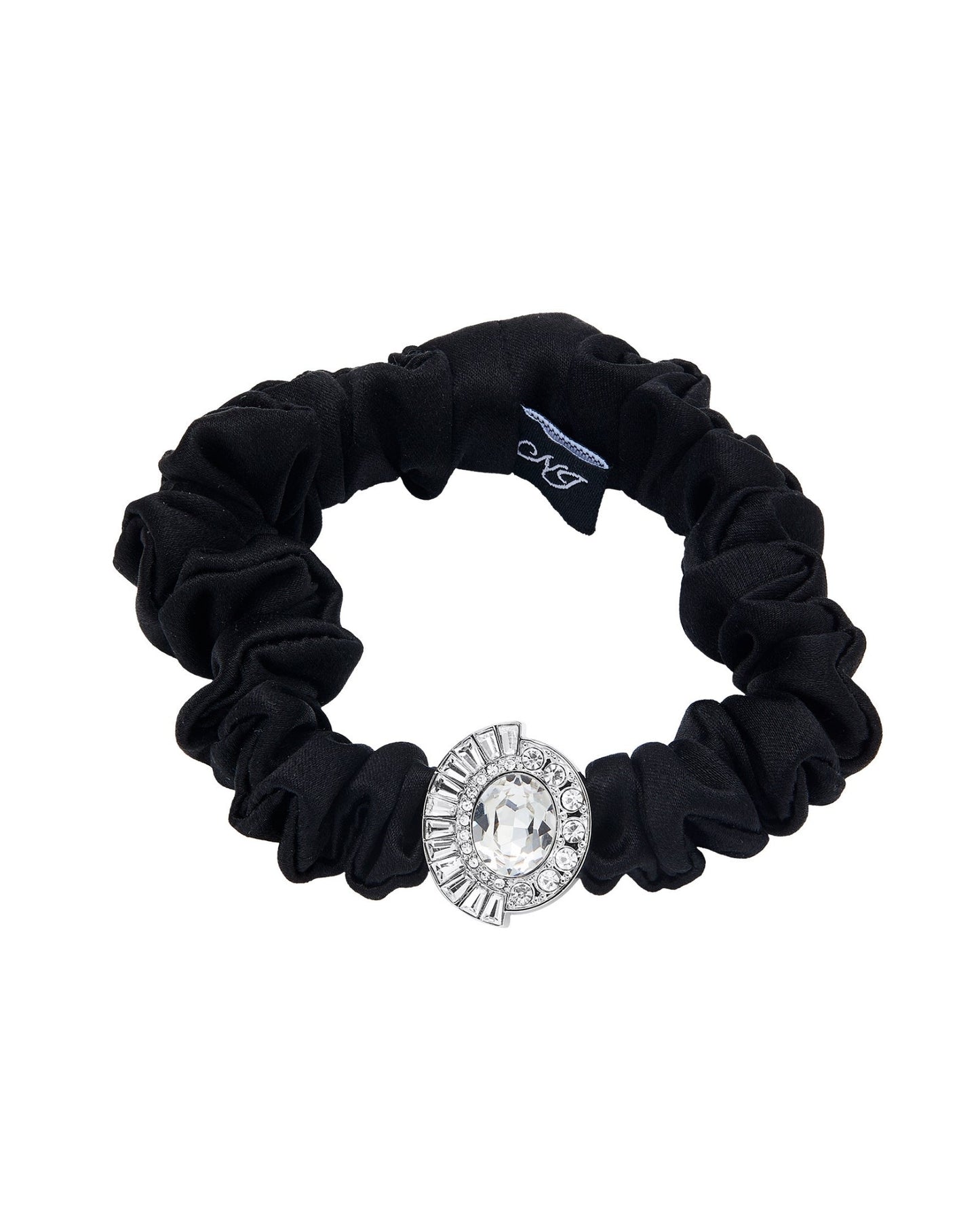Helene Crystal-Detail Silk Noir Scrunchie Set