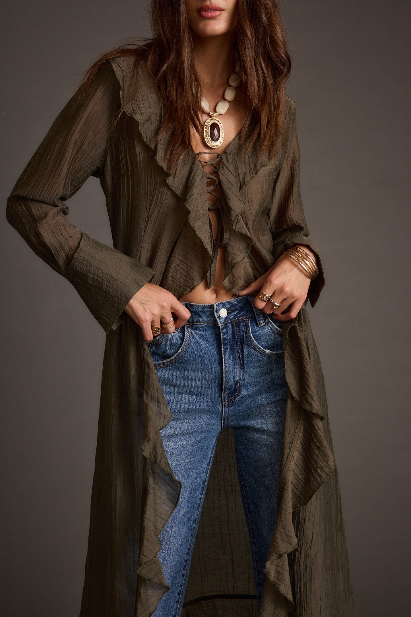 Naomi Olive Longline Top