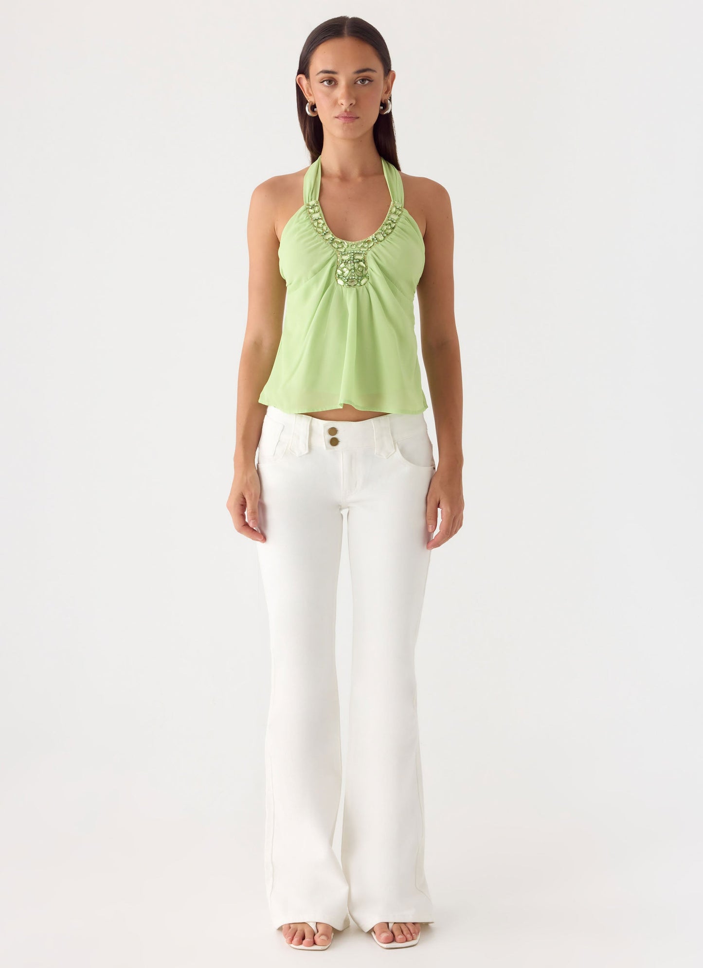 Never Stop Me Embellished Top - Lime