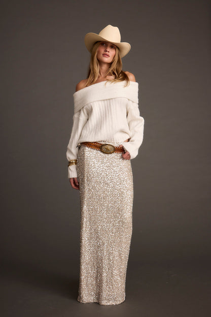 Pamela Ivory Off the Shoulder Sweater