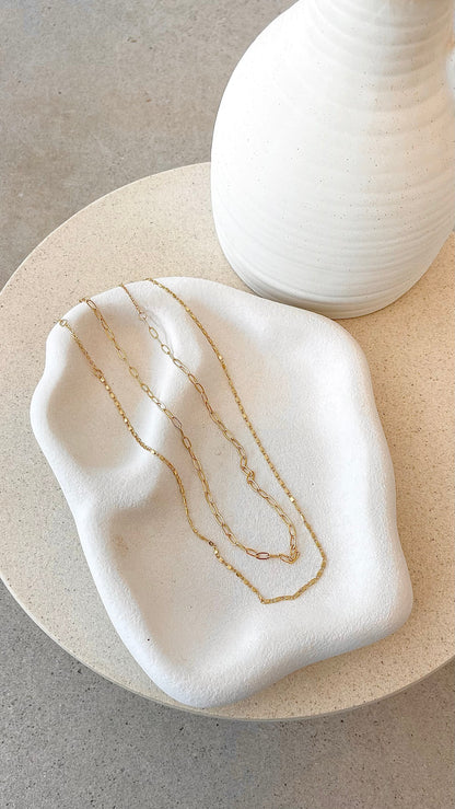 Fine Layered 18K Gold Plated Necklace - Gold