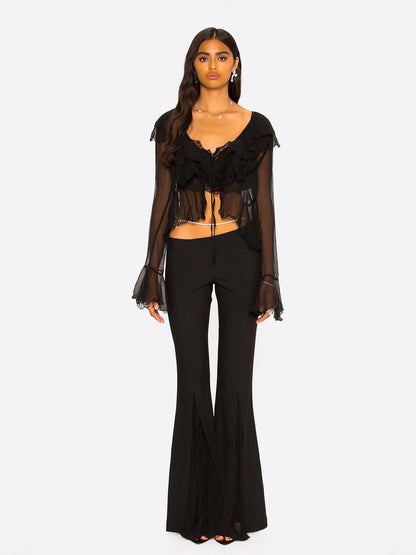 Gabriella Cardigan Top (Black)