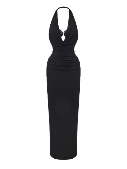 Maeve Cowl-Neck Black Dress