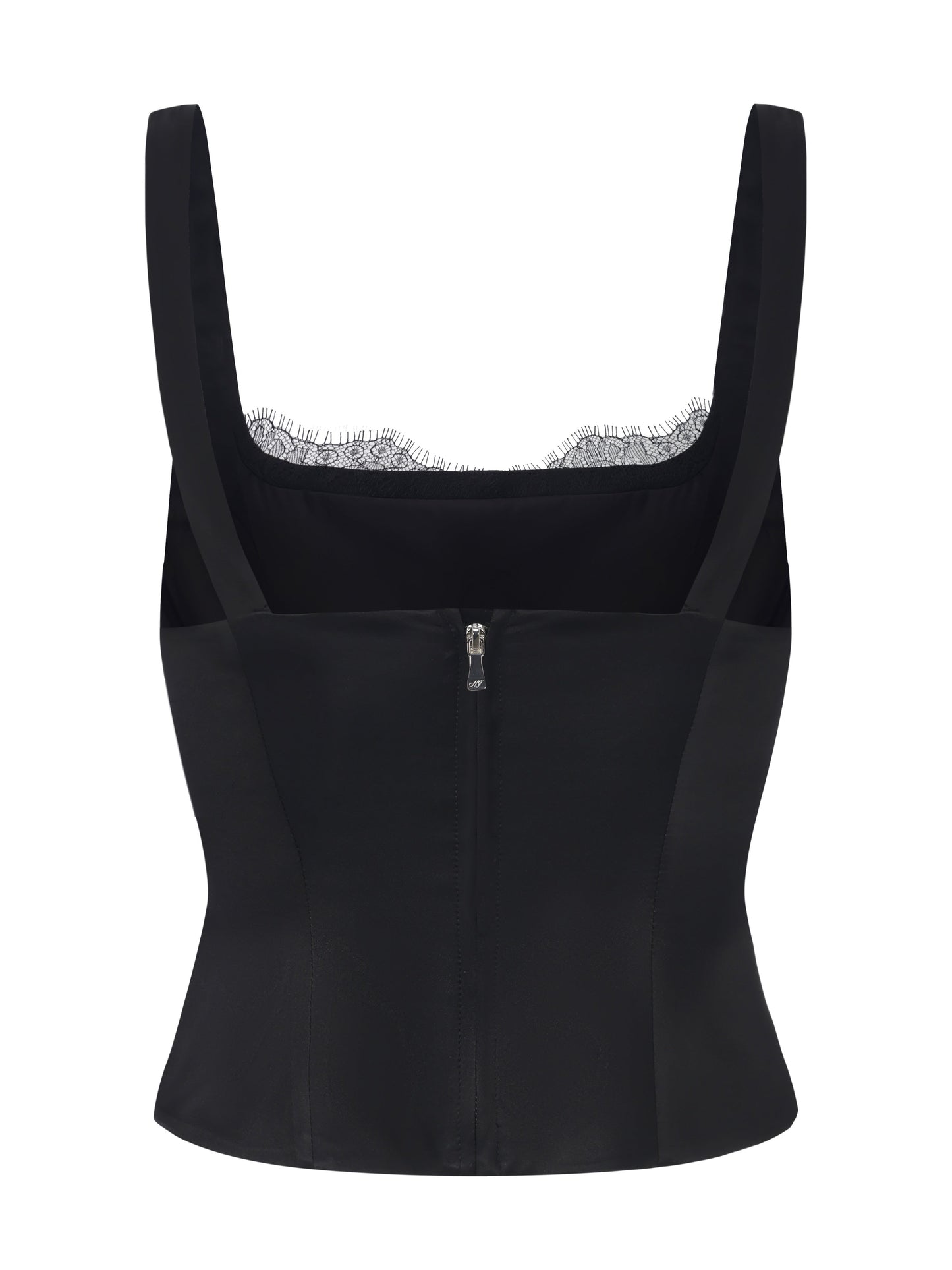 Layla Lace-Trim Black Top