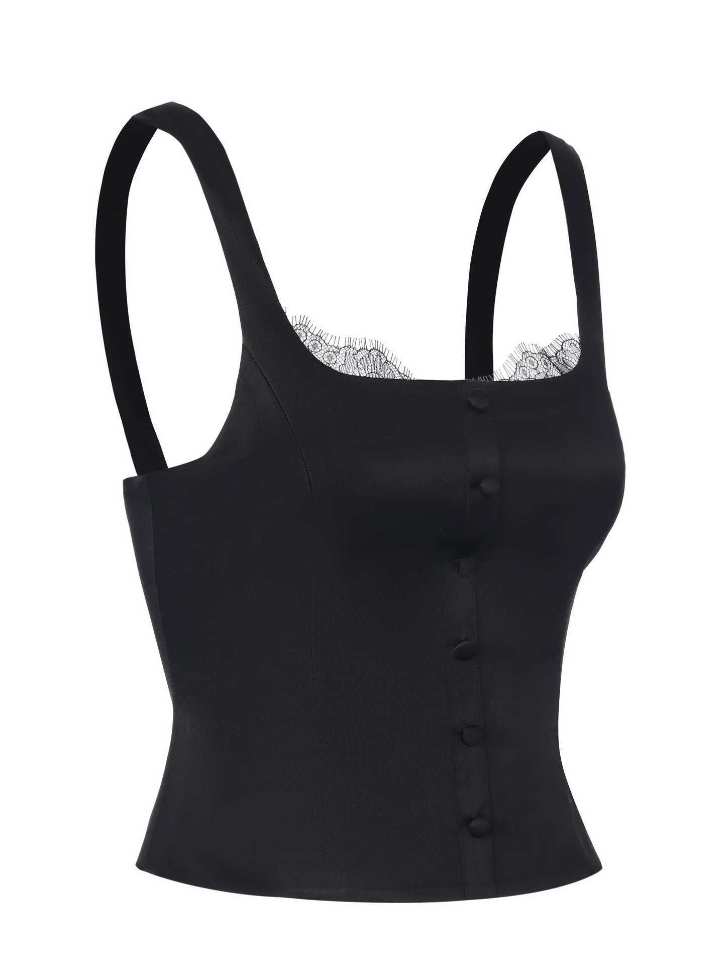 Layla Lace-Trim Black Top