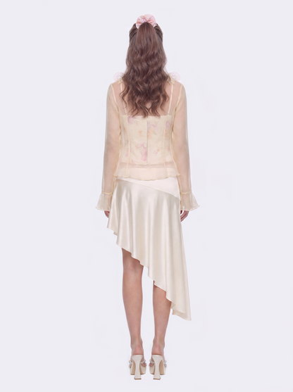 Iris Satin Print Top