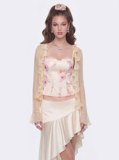 Iris Satin Print Top