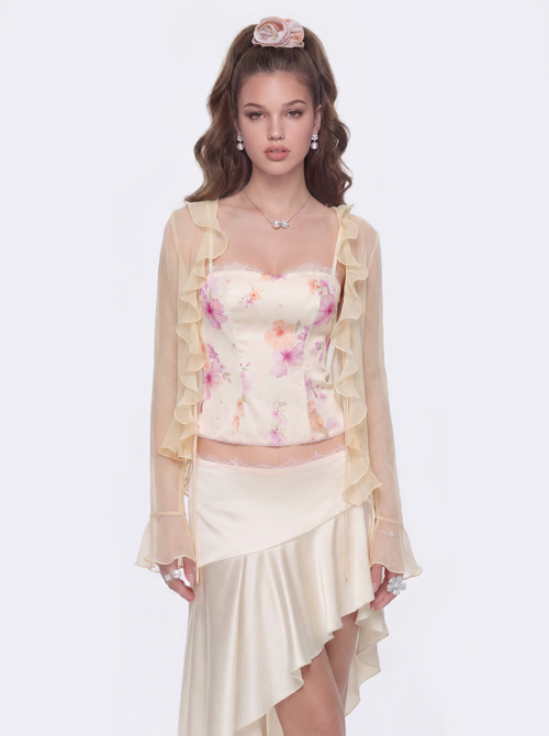 Iris Satin Print Top