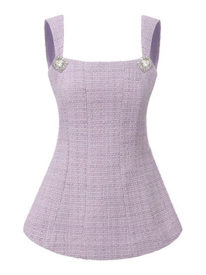 Annabella Textured Woven Purple Bow Top