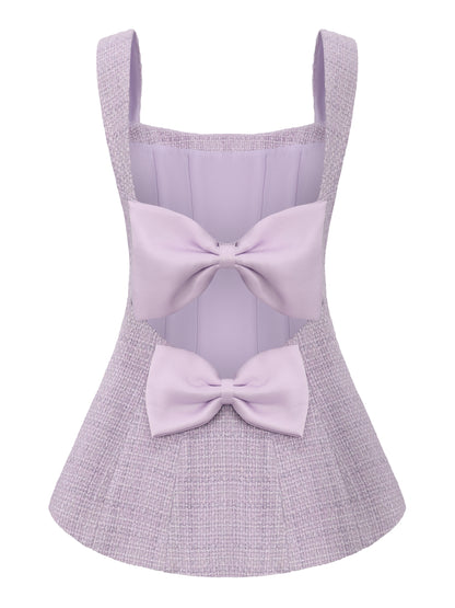 Annabella Textured Woven Purple Bow Top