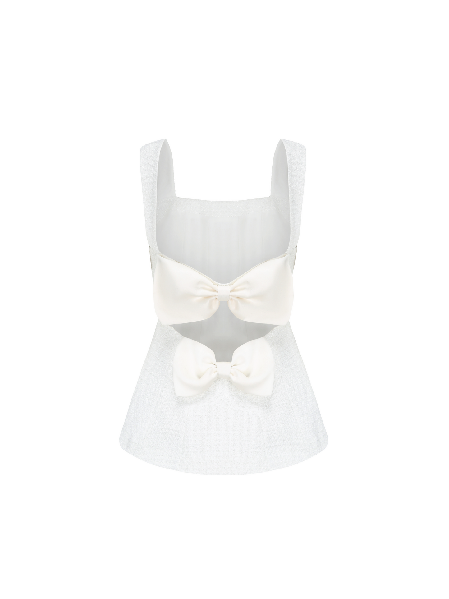 Annabella Textured Woven White Bow Top