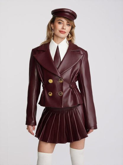 Mirabel Faux Leather Jacket (Brown) (Final Sale)