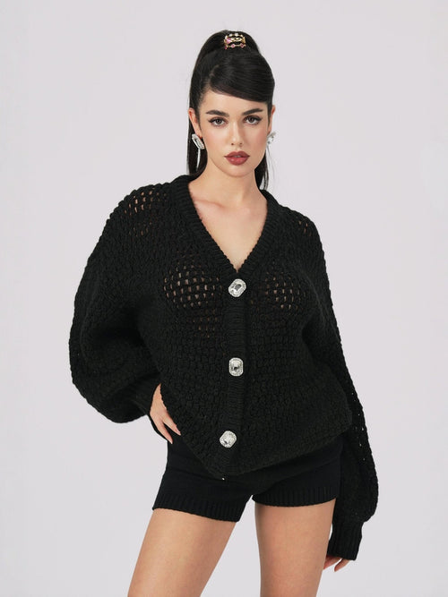 Alexis Cardigan + Scarf Set (Black) (Final Sale)