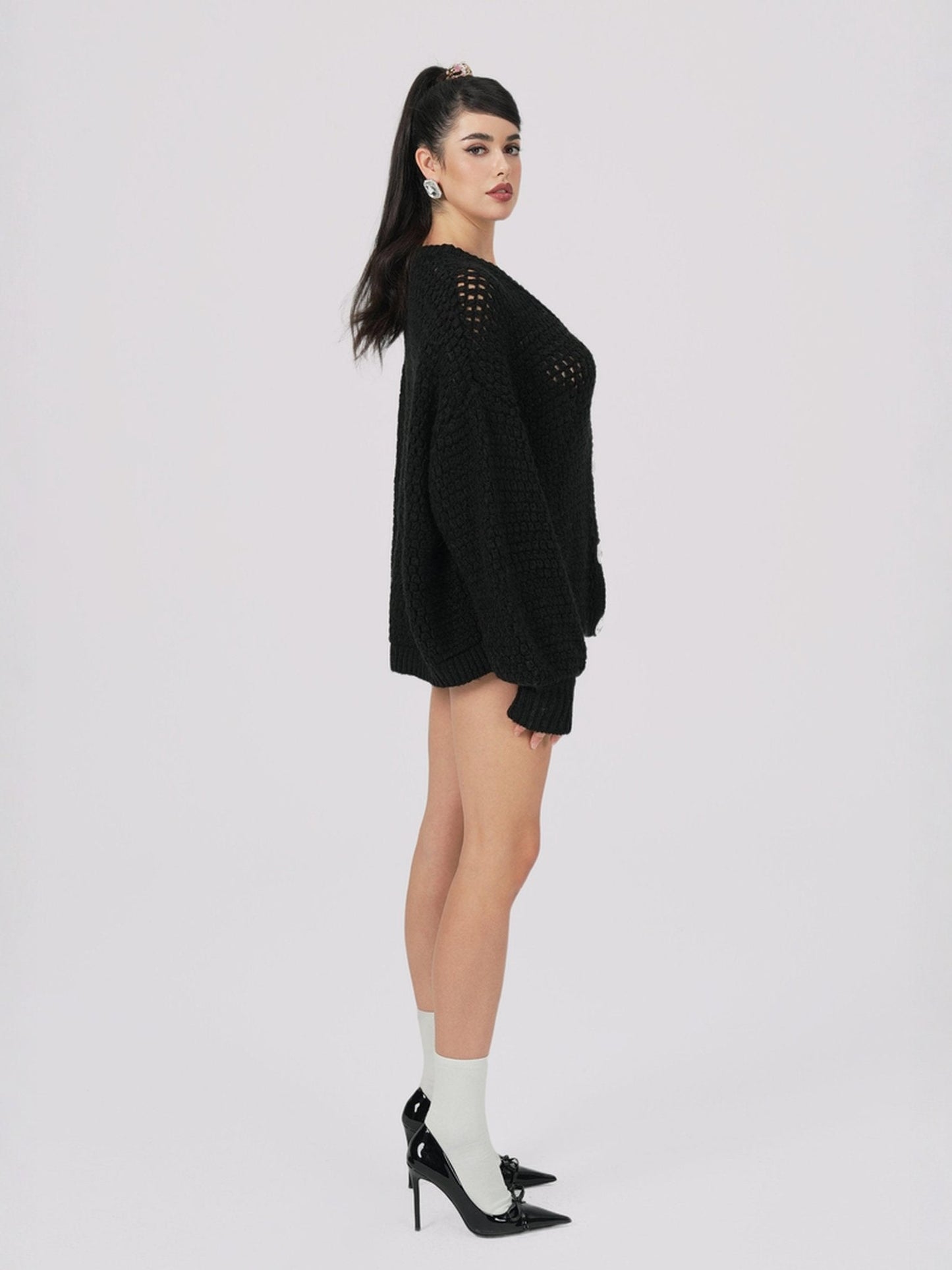 Alexis Cardigan + Scarf Set (Black) (Final Sale)