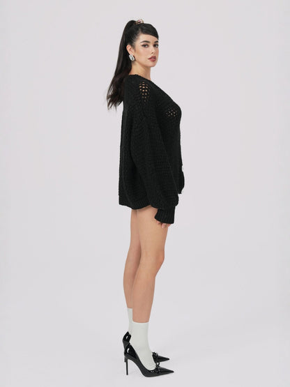 Alexis Cardigan + Scarf Set (Black) (Final Sale)