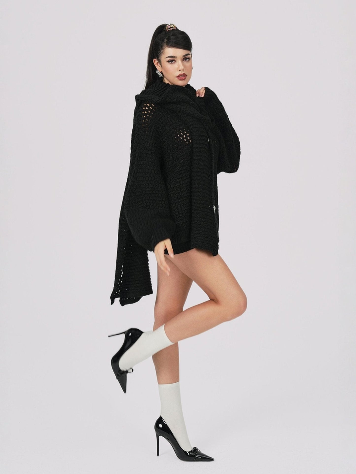 Alexis Cardigan + Scarf Set (Black) (Final Sale)