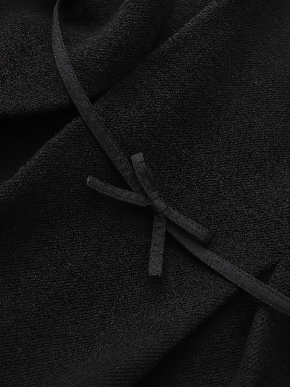 Claudine Bow-Back Wool Black Coat