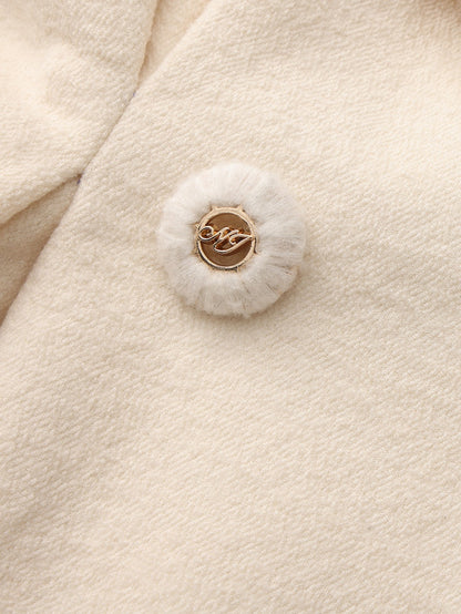 Claudine Bow-Back Wool White Coat