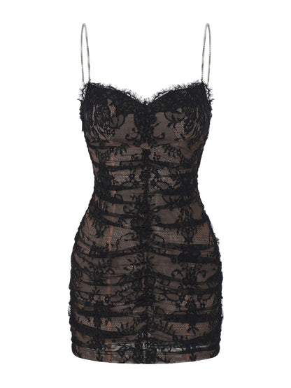 Mara Crystal-Strap Black Dress