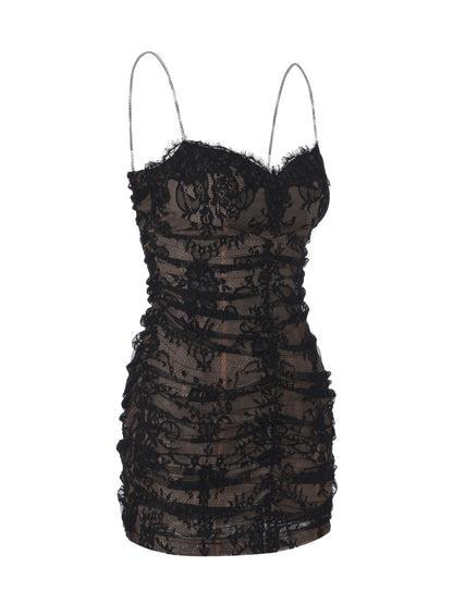 Mara Crystal-Strap Black Dress