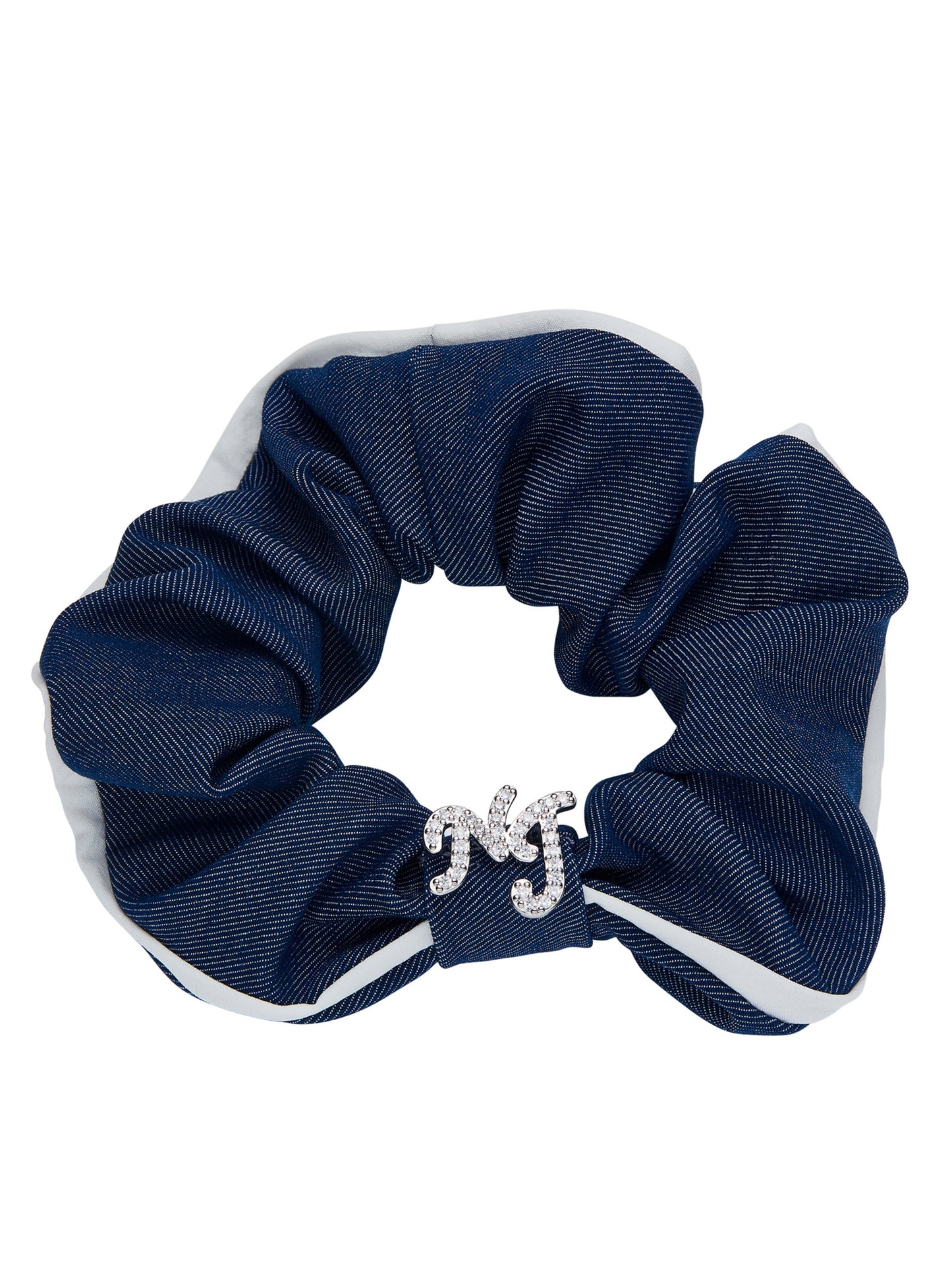 Aimee Crystal Denim Blue Scrunchie