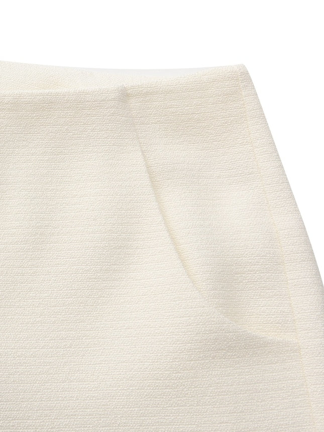 Juliette Textured Wide-Leg White Tailored Pants