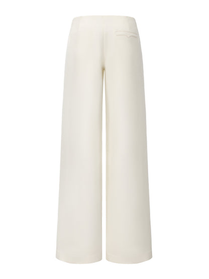 Juliette Textured Wide-Leg White Tailored Pants