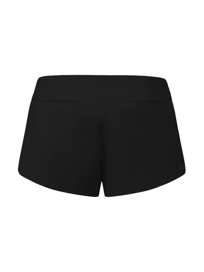 Camille Tailored Black Mid-Rise Shorts