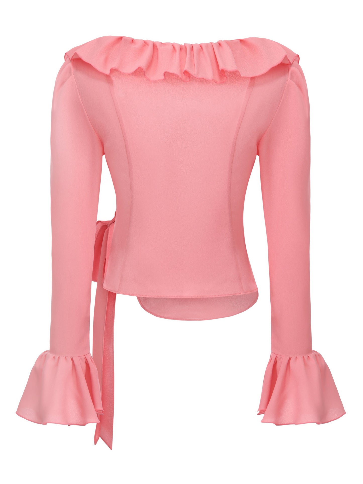 Charlotte Ruffle Pink Wrap Top