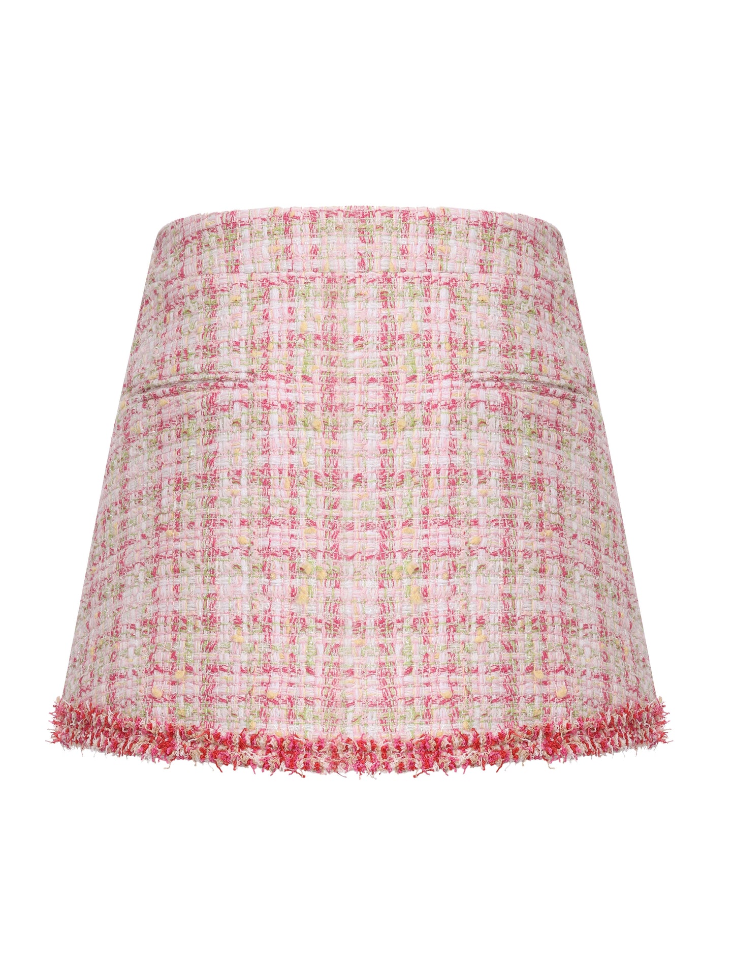 Bianca Metallic-Woven Fringe Pink A-Line Skirt