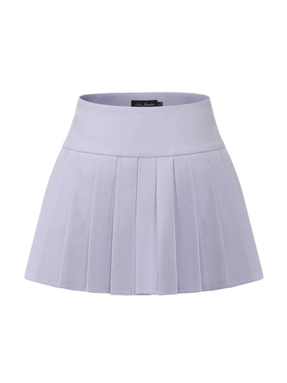 Camille Tailored Pleated Purple Mini Skirt