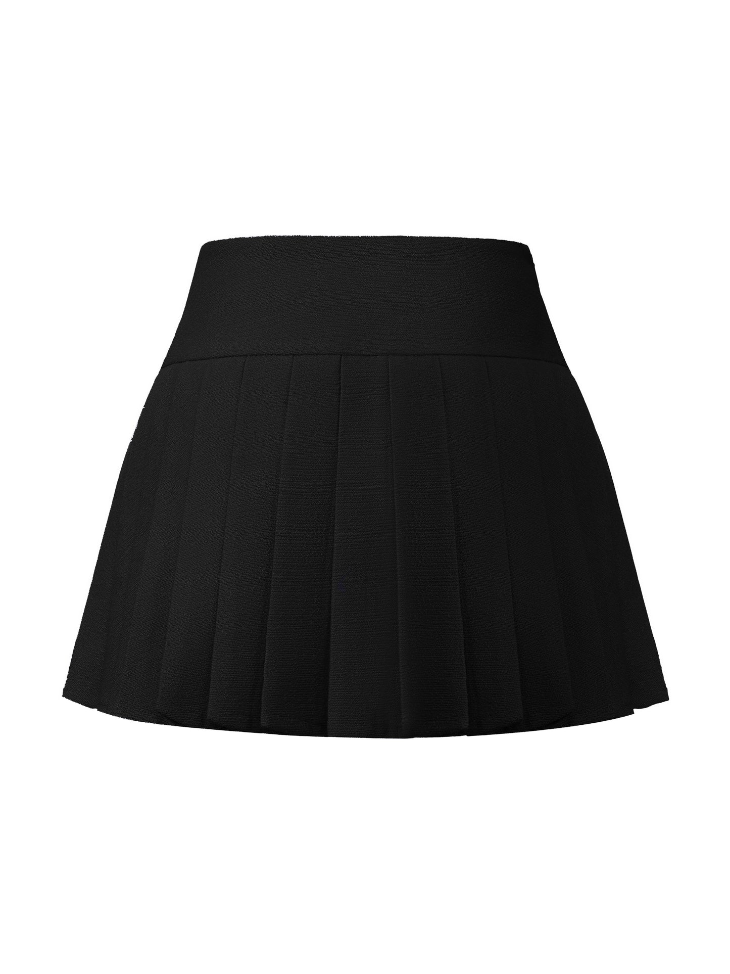 Camille Tailored Pleated Black Mini Skirt