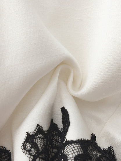 Daniela Lace Halter Ivory Acetate Top