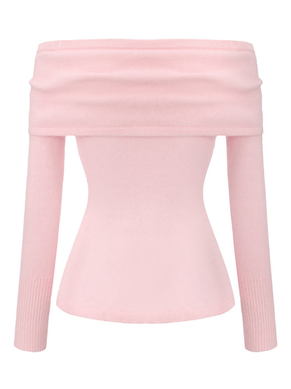 Brigitte Off-Shoulder Knit Pink Top