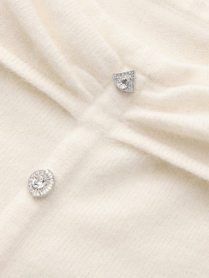 Brigitte Off-Shoulder Knit White Top