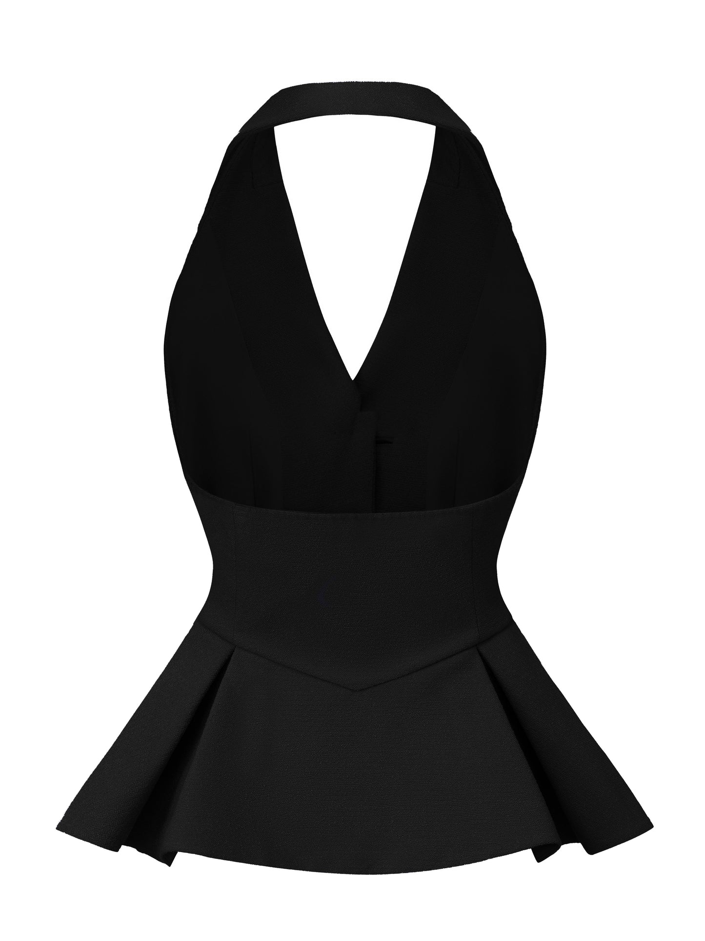 Camille Crystal-Button Black Peplum Vest