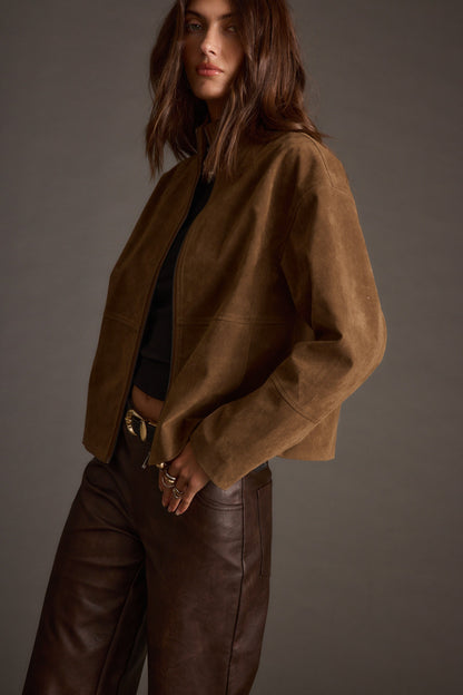 Sienna Brown Vegan Suede Jacket