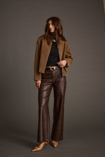 Sienna Brown Vegan Suede Jacket