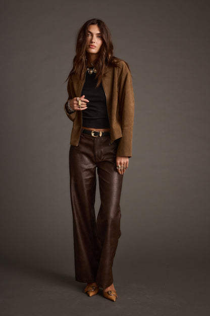 Sienna Brown Vegan Suede Jacket