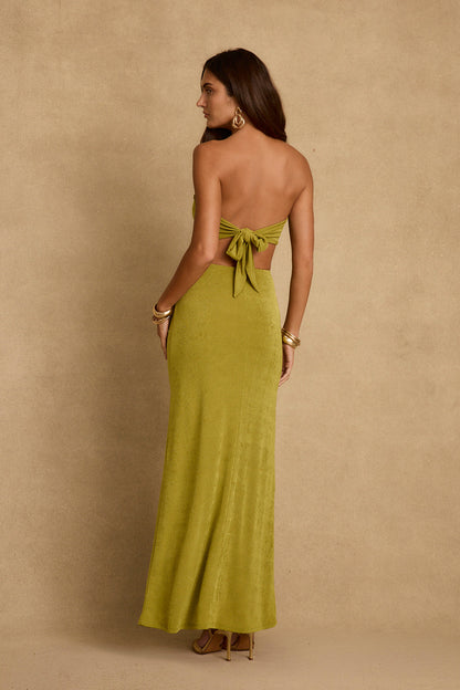 Sunspell Chartreuse Strapless Maxi Dress