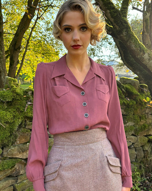 1940s Sweetheart Blouse - Plum