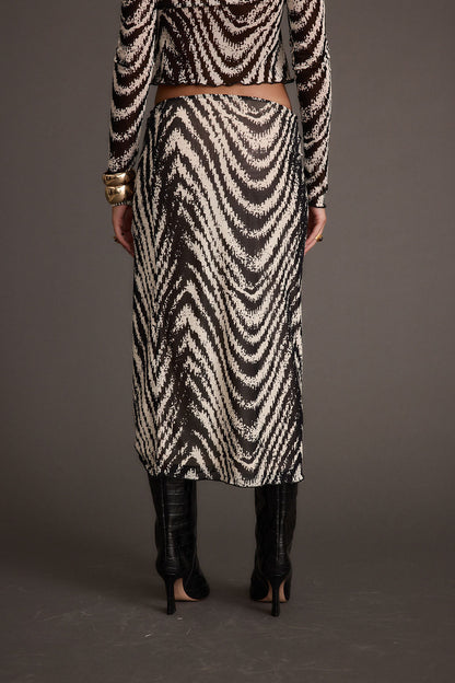 Taryn Zebra Mesh Midi Skirt
