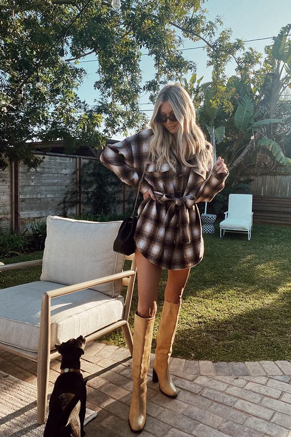 Crosby Brown Plaid Dress
