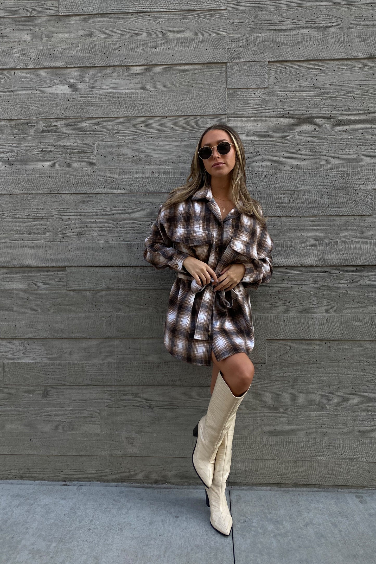 Crosby Brown Plaid Dress