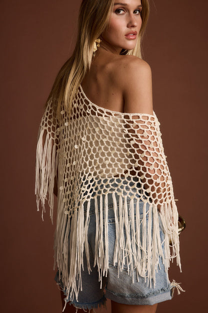 Rianne Ivory Sequin Crochet Shawl