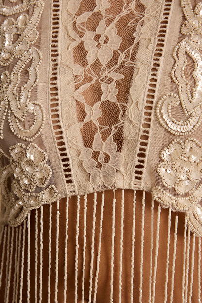 Wild Moon Cream Beaded Top