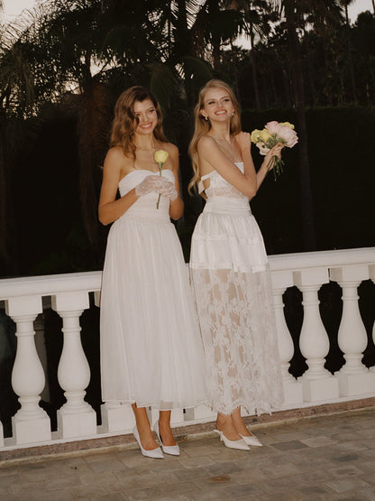 Juliette Strapless Chiffon White Dress