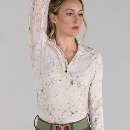 Dapplebay Dragonfly Meadow 1/4 Zip LS Riding Top-Light Pink