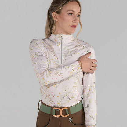 Dapplebay Dragonfly Meadow 1/4 Zip LS Riding Top-Light Pink