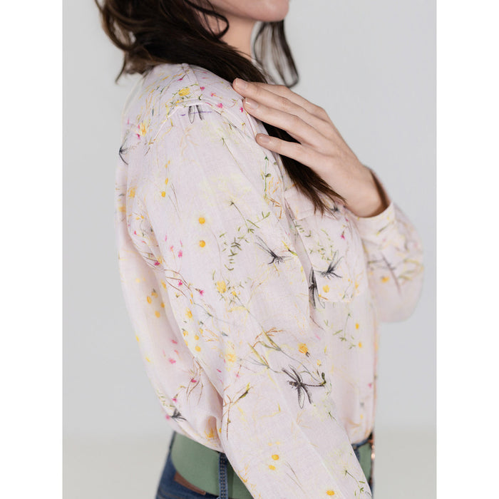 Dapplebay Dragonfly Meadow Breezy Button Up Top-Light Pink